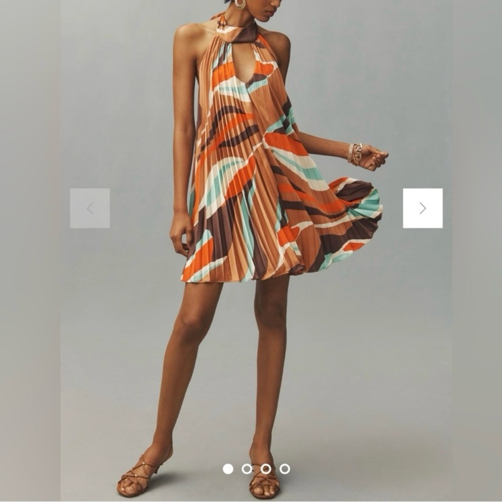 ANTHROPOLOGIE Hutch Halter Pleated Swing Mini Dress NWT Size XX-Small